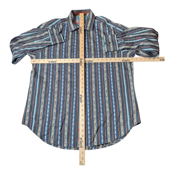 Robert Graham Long Sleeve Button Up Shirt Striped Silk Trim‎ Flip Cuff Men's XL - Picture 4 of 7
